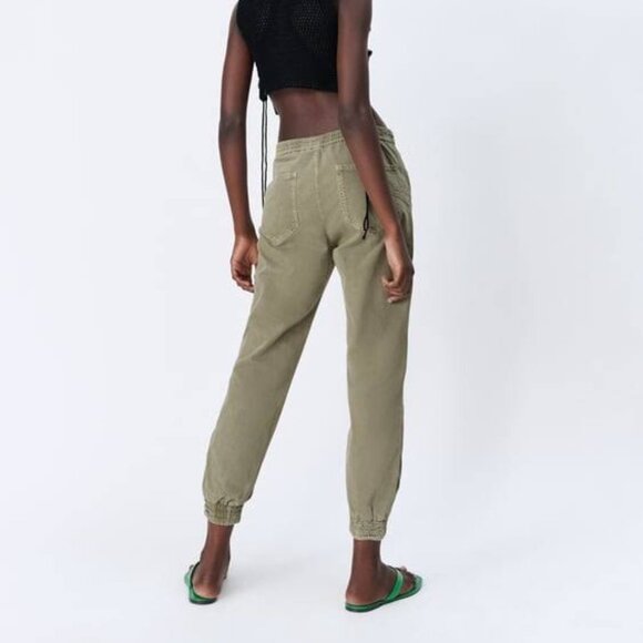 ZARA Women's ZW The Mercer Jogger Jeans Light Khaki - Picture 6 of 10